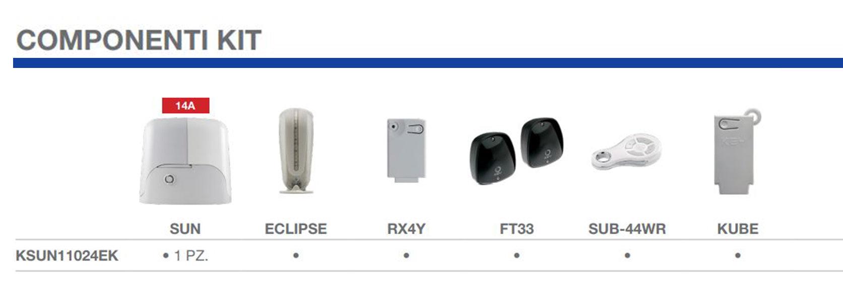 KSUN11024EK - KIT para la automatización de cancelas correderas