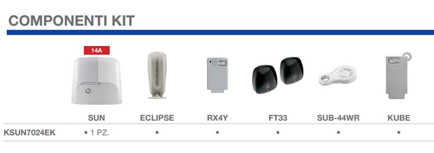 KSUN7024EK - KIT for the automation of sliding gates