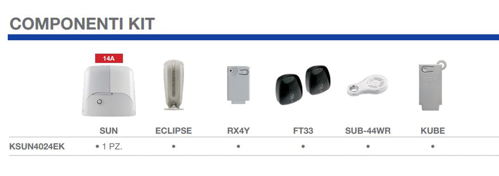 KSUN4024EK - KIT for the automation of sliding gates