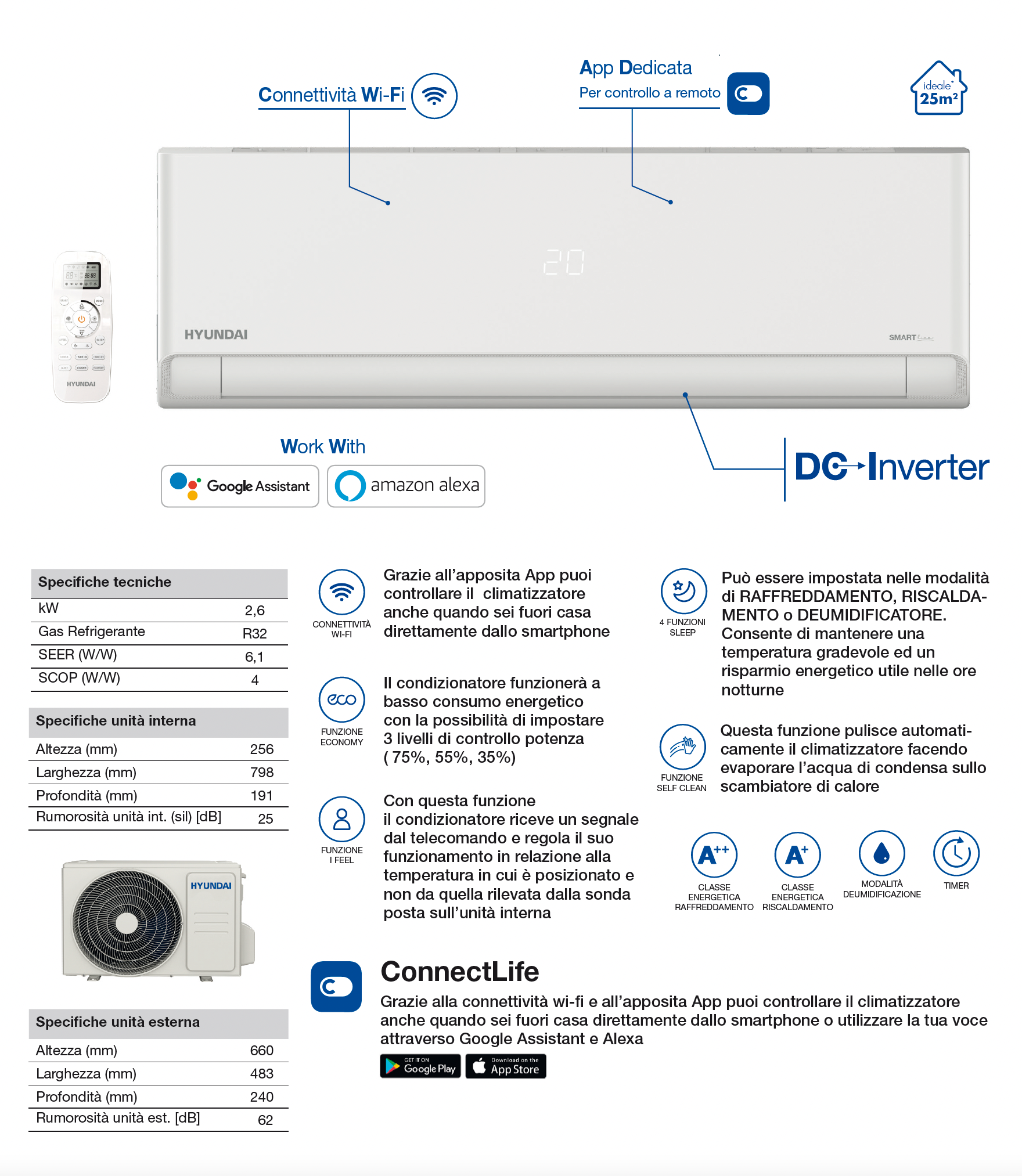 WSHN-093CG KIT - HYUNDAI Condizionatore 9000 Smart Line Wi-Fi