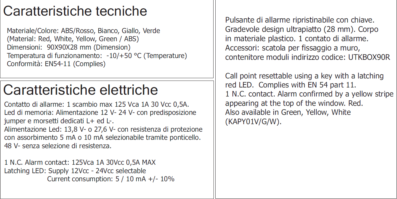 C-KAPY01 - C-TEC Pulsante antincendio rosso con LED