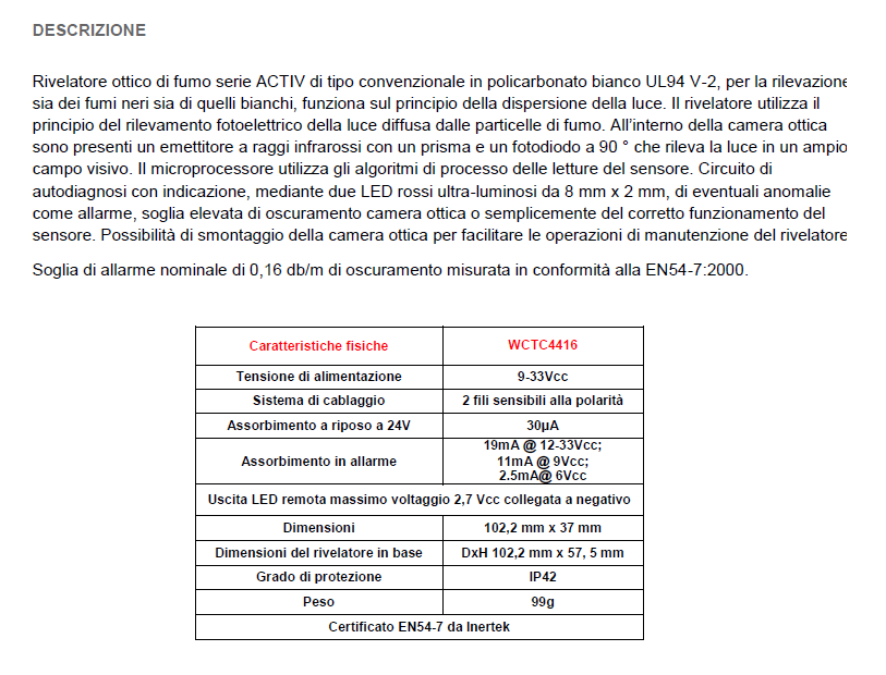 C-WCTC4416 - C-TEC Rilevatore ottico di fumo