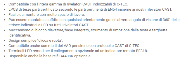 C-WCTCA408 - C-TEC Base bianca per rilevatori CAST