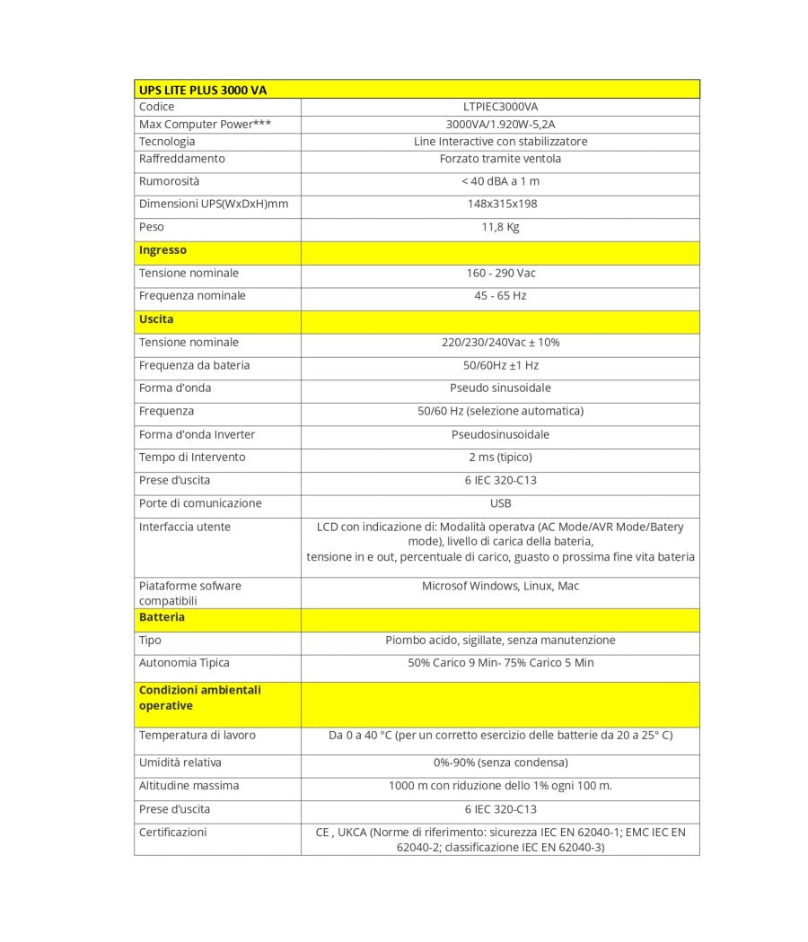 LTP3000IEC - RRPOWER UPS LITE PLUS 3000 LINE INTERACTIVE